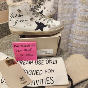 Golden Goose White and Black Sneakers